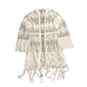 White Lace Kimono with Collar
